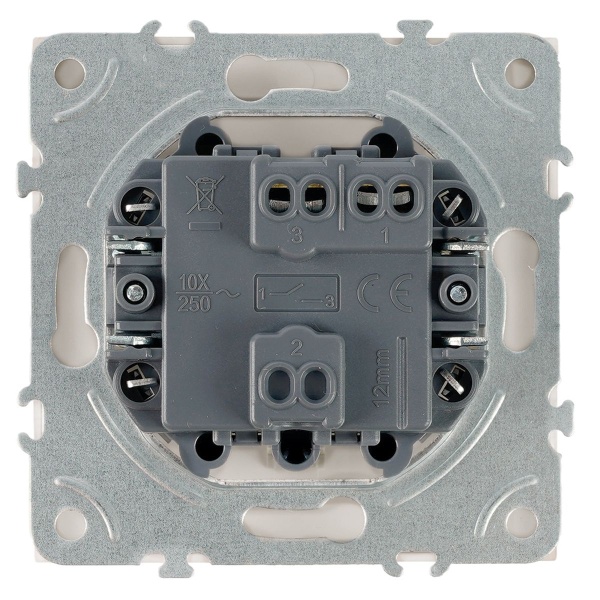 Выключатель 1-клавишный самовозвратный (механизм), Stekker, 250В, 10А Эмили, RSW10-5112-01, белый фарфор, soft touch 50324