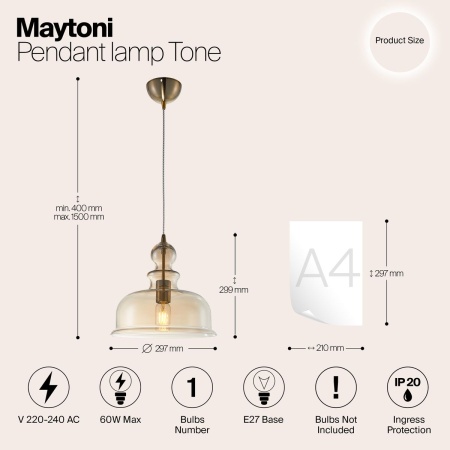 Подвесной светильник Maytoni Tone P001PL-01BZ