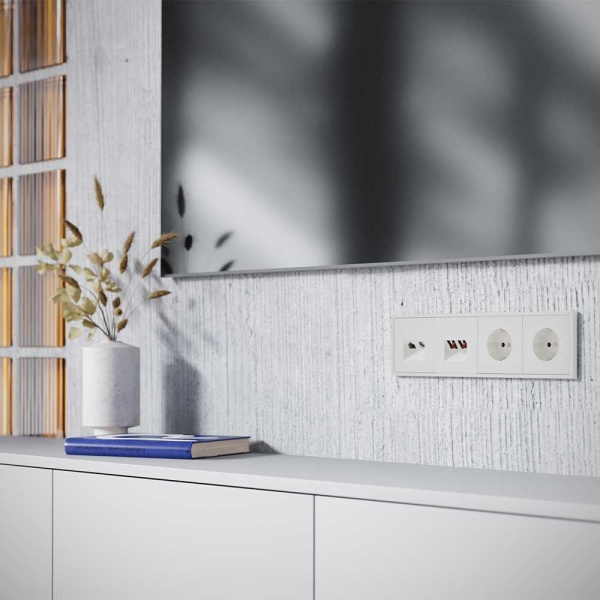 Накладка для розетки TV+RJ45 кат. 6, S70 (хлопок) Voltum VLS002713