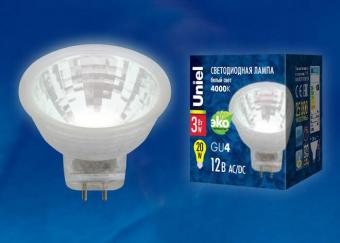 Лампа светодиодная (UL-00001701) GU4 3W 4000K прозрачная LED-MR11-3W/NW/GU4 GLZ21TR
