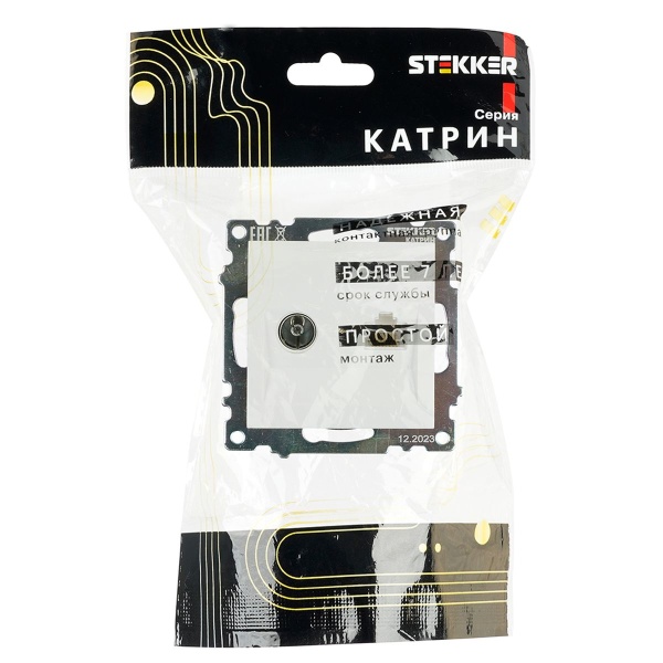 Розетка телевизионная TV + компьютерная RJ-45 Stekker Катрин GLS00-7106-01 белая 49181