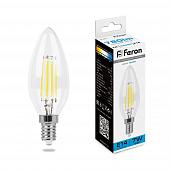 Лампа светодиодная филаментная Feron E14 7W 6400K прозрачная LB-66 38227