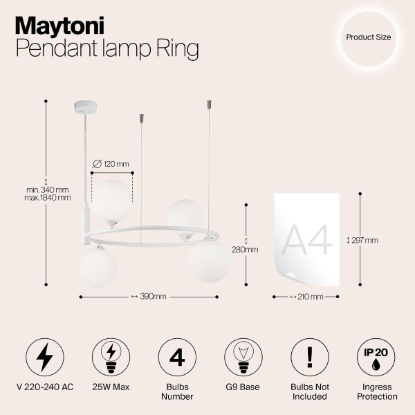 Подвесная люстра Maytoni Ring MOD013PL-04W