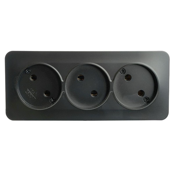 Розетка тройная 2P Stekker София черный матовый MST10-13-05 49500