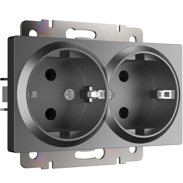 Розетка двойная с заземлением Werkel графит W1172064 4690389194443 Розетка двойная с заземлением Werkel графит W1172064 4690389194443