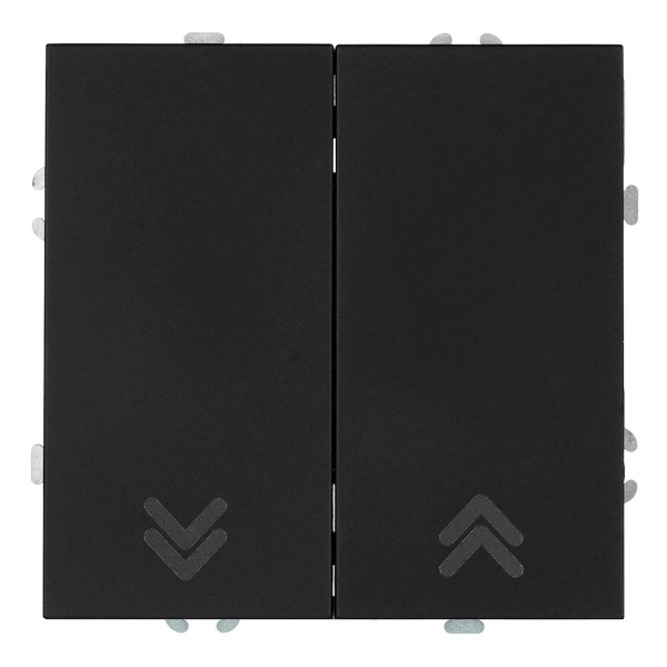 Выключатель 2-клавишный самовозвратный (механизм), Stekker, 250В, 10А Эмили, RSW10-5113-05, черный уголь, soft touch 50327