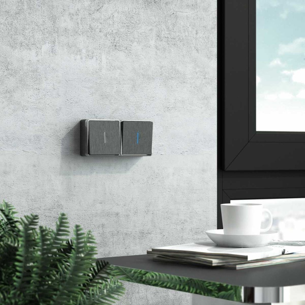 Выключатель одноклавишный с подсветкой Werkel Gallant графит рифленый W5010104 4690389163814