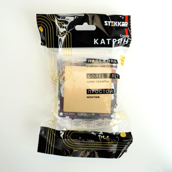 Переключатель одноклавишный Stekker Катрин золото GLS10-7105-08 49214