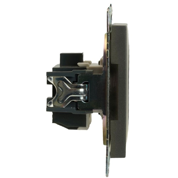 Розетка 2P Stekker Катрин со шторками графит GLS10-7109-06 49420