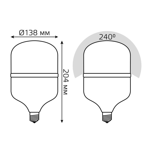 Лампа светодиодная Gauss E27 50W 6500K матовая 63235