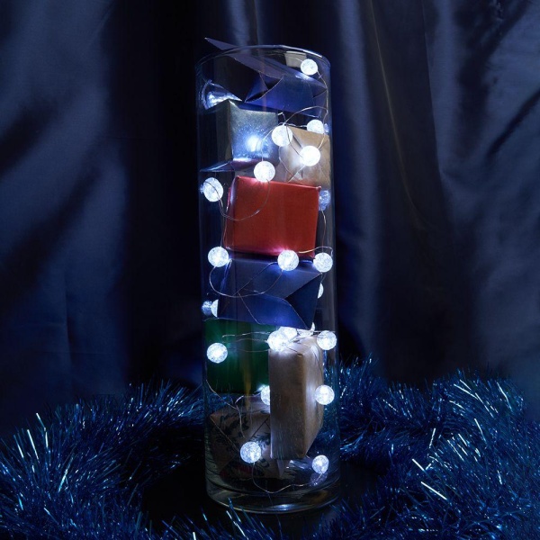 Светодиодная гирлянда Feron CL565 линейная Лед шарики, статичная 3м + 0.3м 5000K с питанием от батареек, прозрачный шнур 48610