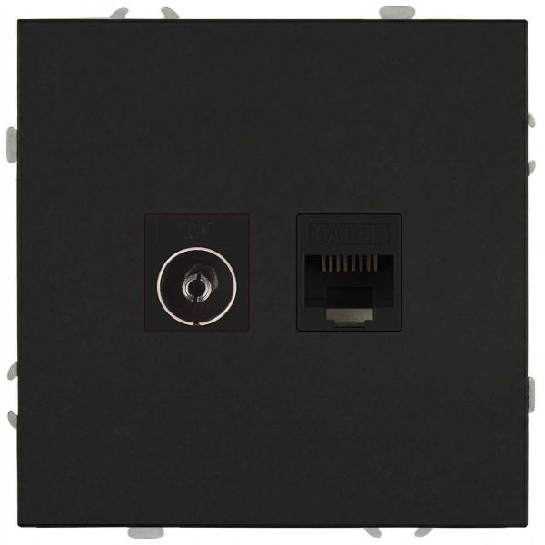 Розетка ЭРА Galaxy 15-3110-05 комбинированная RJ45+TV IP20 антрацит Б0070784