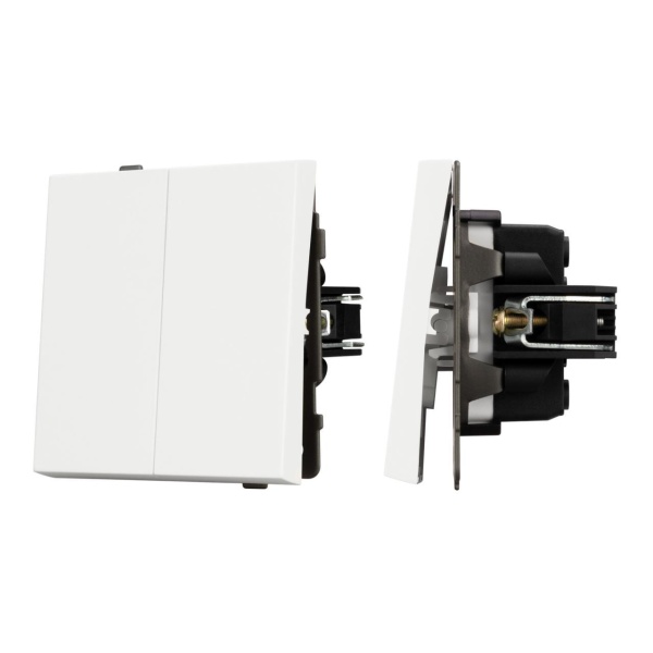 Механизм выключателя двухклавишный проходной SWT-TENDO-MKP2-SFPL-WH (230V, 10A) Arlight 054556