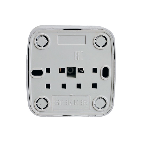 Розетка накладная 1-местная б/з Stekker, PST10-501-20, пластик АВS, 250В, 16А, IP20 Basic, белый 50074