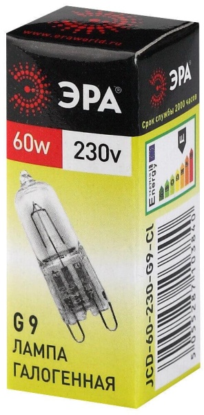 Лампа галогенная ЭРА G9 60W 2700K прозрачная G9-JCD-60-230V-CL C0027370 Лампа галогенная ЭРА G9 60W 2700K прозрачная G9-JCD-60-230V-CL C0027370