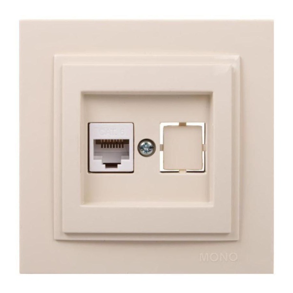 Розетка компьютерная RJ45 Mono Electric Despina 6 кат крем 102-170005-125 Розетка компьютерная RJ45 Mono Electric Despina 6 кат крем 102-170005-125