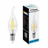 Лампа светодиодная филаментная Feron E14 9W 6400K прозрачная LB-74 38235