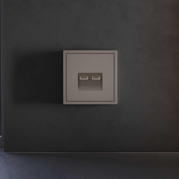 Накладка для розетки компьютерной двойной RJ45+RJ45 кат.6, S70 (капучино) Voltum VLS001414