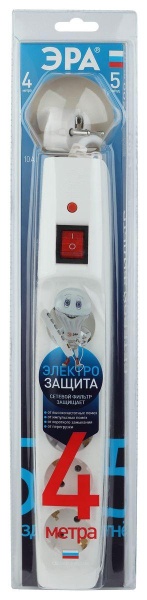 Сетевой фильтр ЭРА 5гн 4м с/з SFX-5es-4m-W Б0044021 Сетевой фильтр ЭРА 5гн 4м с/з SFX-5es-4m-W Б0044021