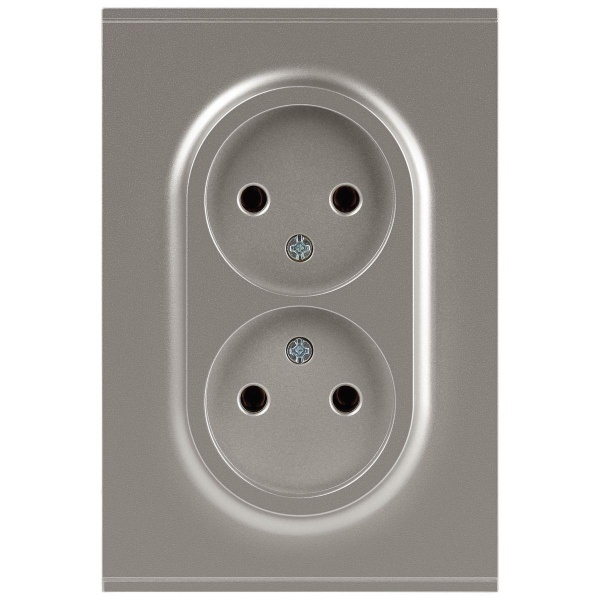Розетка ЭРА Arktik 16-2107-07 без заземления двойная 2X2P 16А-250В титан Б0071687