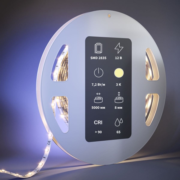 Светодиодная влагозащищенная лента Maytoni 7,2W/m 60LED/m 2835SMD теплый белый 5M 201020