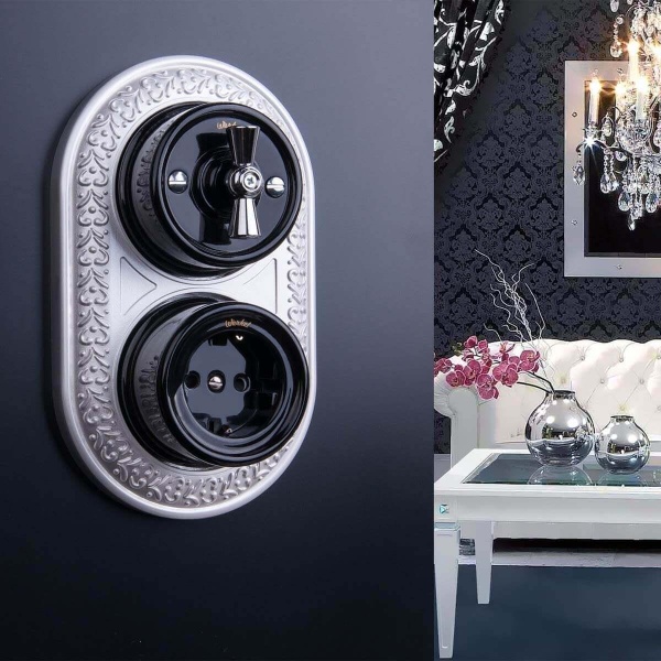 Розетка с заземлением Werkel Ретро черный W5671008 4690389166808 Розетка с заземлением Werkel Ретро черный W5671008 4690389166808