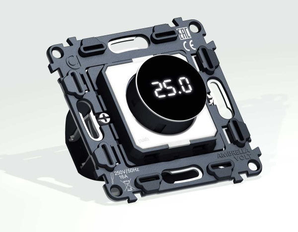 Механизм терморегулятора с цифровым дисплеем с датчиком для теплого пола с подсветкой 16A-250V QUANT (EXTRA CONTROL) VM1385