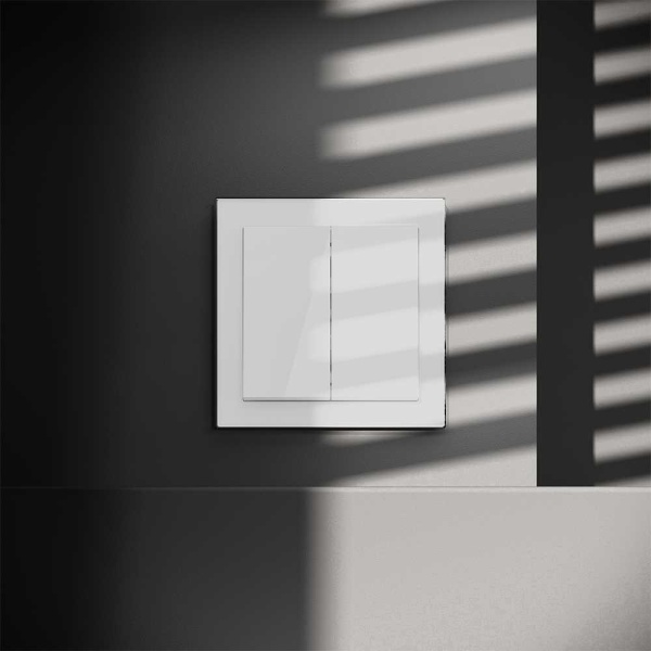 Перекрестный переключатель встраиваемый S70 двухклавишный 10А, (белый глянцевый) Voltum VLS020501