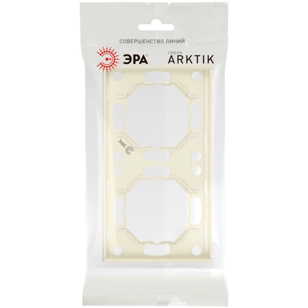 Рамка для розеток и выключателей ЭРА Arktik 16-5002-02 на 2 поста слоновая кость Б0070555