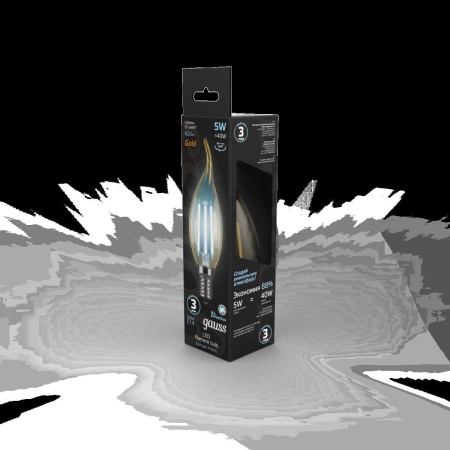 Лампа светодиодная филаментная Gauss E14 5W 4100K золотая 104801805