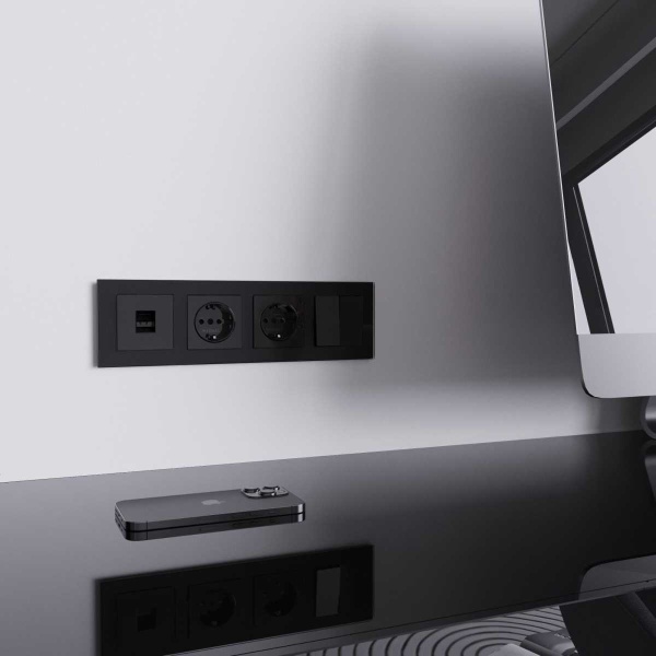 Розетка Ethernet RJ-45 Werkel черный акрил W1181048 4690389197758