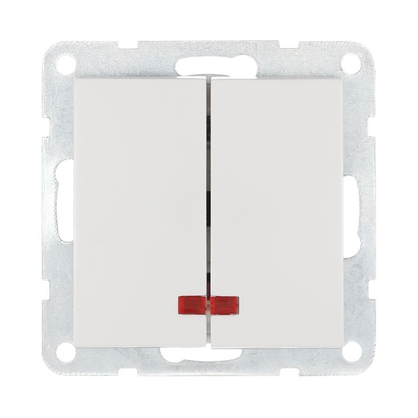 Выключатель LK Studio 2-кл., с индикаторами (схема 5L) 16 A, 250 B (белый) LK60 861204-1