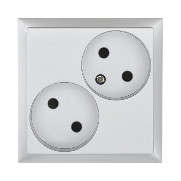 Розетка LK Studio двойная без з/к, со шторками (серебристый металлик) LK80 843603-1