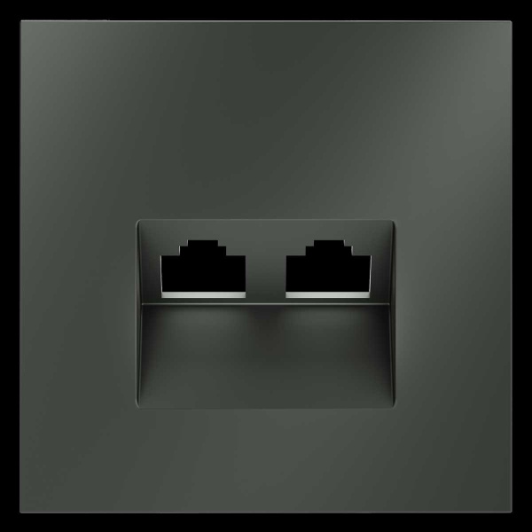 Накладка для розетки компьютерной двойной RJ45+RJ45 кат.6, S70 (титан) Voltum VLS001406