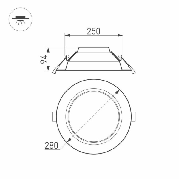 Встраиваемый светодиодный светильник Arlight IM-280WH-Cyclone-40W Warm White 023220