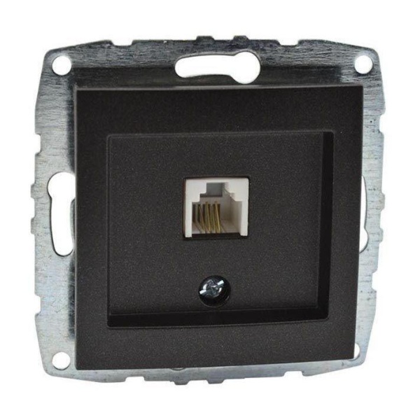 Розетка телефонная RJ11 Mono Electric Despina/ Larissa 3 кат графит 500-002025-124 Розетка телефонная RJ11 Mono Electric Despina/ Larissa 3 кат графит 500-002025-124