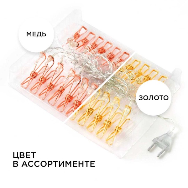 Гирлянда светодиодная Apeyron прищепка 15-60