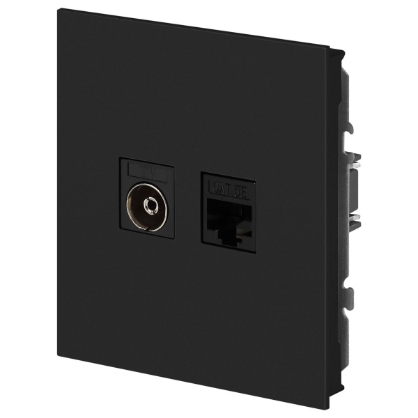 Розетка ЭРА Arktik 16-3110-05 комбинированная RJ45+TV антрацит Б0070498