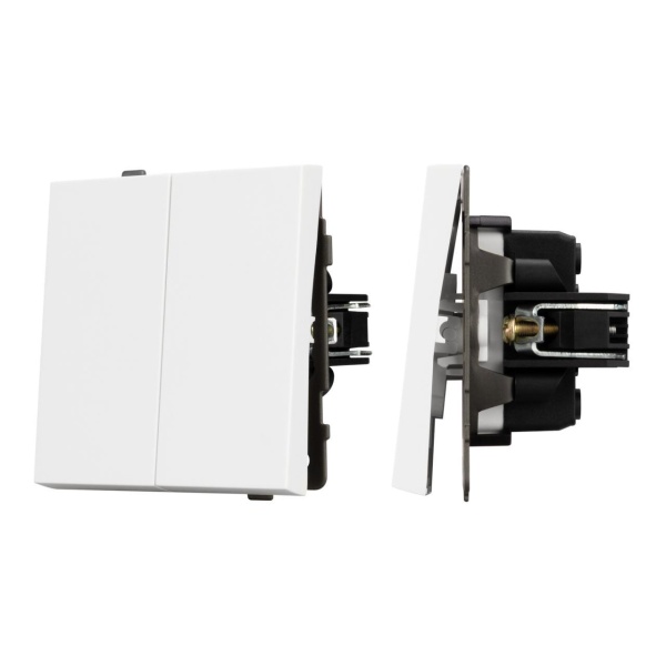 Механизм выключателя двухклавишный проходной SWT-TENDO-MKP2-PL-WH (230V, 10A) Arlight 054066