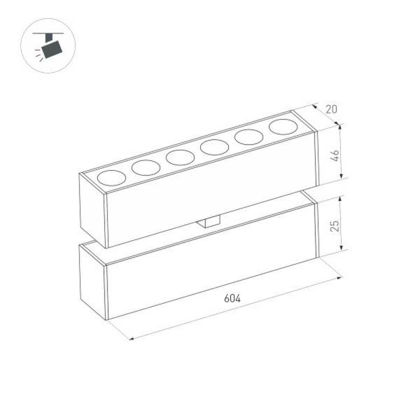 Трековый светильник для магнитного шинопровода Arlight MAG-DOTS-FOLD-25-S600-18W Day4000 034222