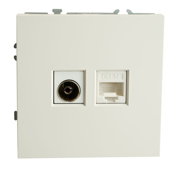 Розетка телевизионная TV + компьютерная RJ-45 Stekker Эмили белый фарфор RST00-5106-01 49872