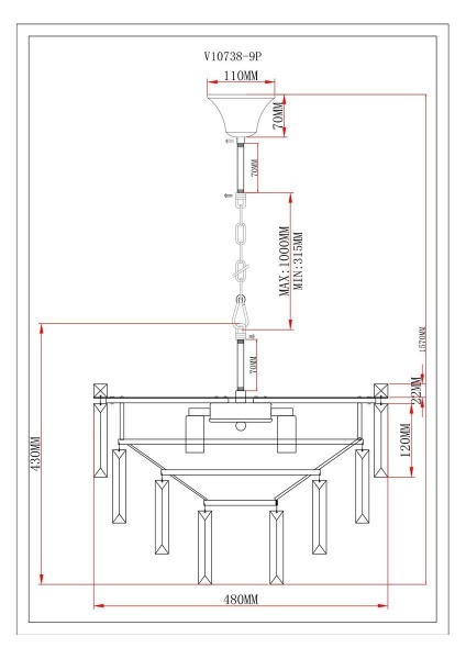 Подвесная люстра Moderli Crystal V10738-9P