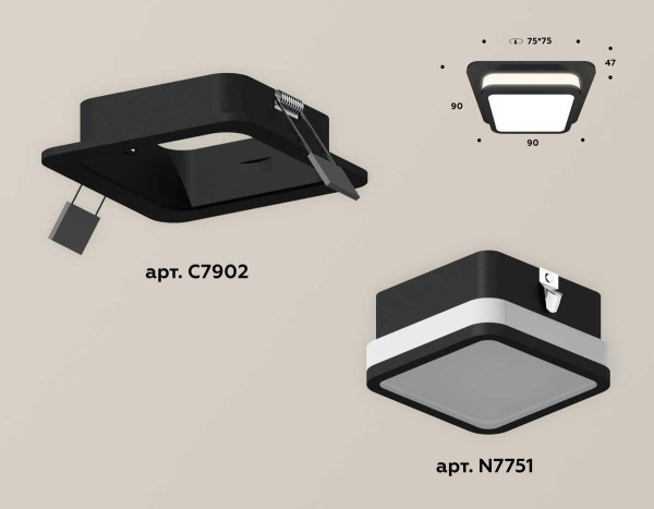 Комплект встраиваемого светильника Ambrella light Techno Spot XC (C7902, N7751) XC7902012