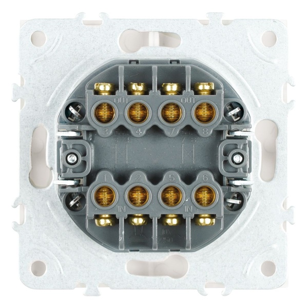 Переключатель перекрестный 2-клавишный (механизм), Stekker, 250В, 10А Эмили, RSW10-5111-01, белый фарфор, soft touch 50162