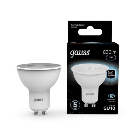 Лампа светодиодная Gauss GU10 7W 4100K матовая 101506207