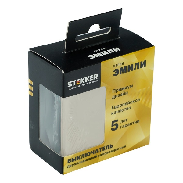 Выключатель 2-кл.самовозвр. (механизм), Stekker, 250В, 10А Эмили, RSW10-5113-08, кашемир, soft touch 50365