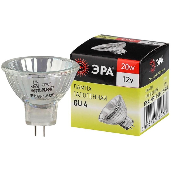 Лампа галогенная ЭРА GU4 20W 2700K прозрачная GU4-MR11-20W-12V-30CL C0027361 Лампа галогенная ЭРА GU4 20W 2700K прозрачная GU4-MR11-20W-12V-30CL C0027361