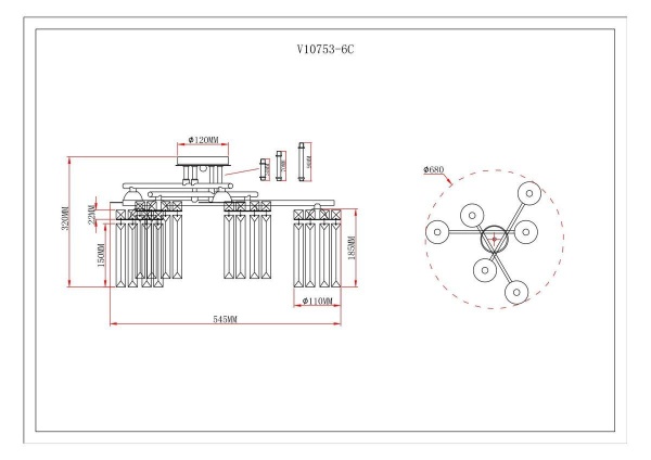 Потолочная люстра Moderli Everly V10753-6C