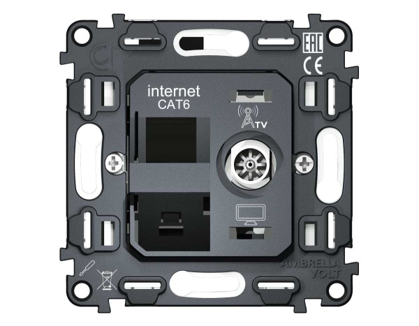 Механизм розетки компьютерной + TV оконечной RJ-45 (8P8C) AMBRELLA VOLT VM VM195