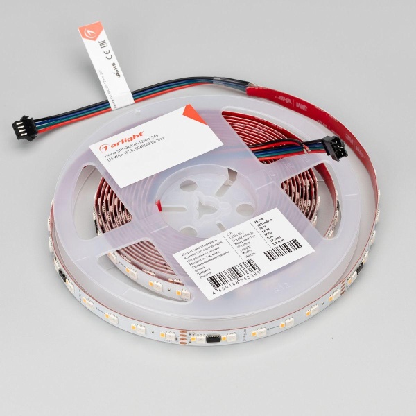 Светодиодная лента Arlight Бегущий огонь 6W/m 60Led/m 5060/2835SMD разноцветный/холодный белый 5M SPI-BA120-12mm 24V RGBW-White-PX6-BPT 040622